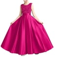 thumbnail image 3 of AHTJRT Dresses for Girls Sequin Glitter Satin Silk Sleeveless A-Line Formal Dress Birthday Party Wedding Gowns Princess Dress Hot Pink 3-4 Years, 3 of 8
