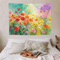 thumbnail image 4 of Watercolor Poppy Meadow Tapestry, Vibrant Floral Wall Hanging for Bedroom, Living Room, 60x50in, 4 of 7
