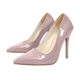 thumbnail image 2 of Women Patent Leather Pointed Toe Stiletto Pumps, Slip On High Heel Dress Shoes, Classic Solid Color Slim Heel formal Heels for Wedding Party office Pink 5(36), 2 of 9