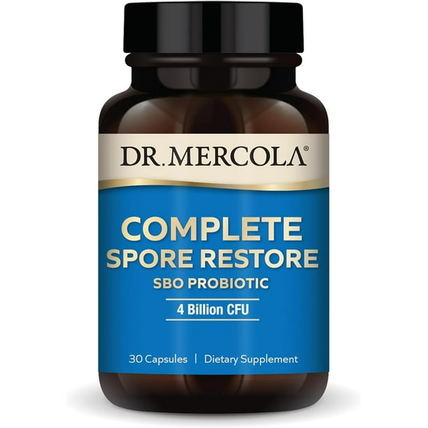 Dr. Mercola Complete Spore Restore SBO Probiotic | 4 Billion CFU | 340 Mg | 30 Servings | 30 Capsules