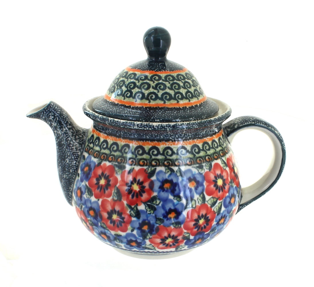 Polish Pottery Poppy Garden Large Teapot