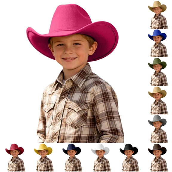 PMVFHDE Adjustable Western Cowboy Hat For Boys Girls Daily Outdoor Adventures Ages 6-12