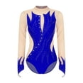 thumbnail image 3 of Aislor Women's Rhinestone Dance Leoatrd Long Sleeve Ice Skating Ballet Dance Leotards Gymnastics Bodysuit Blue XXL, 3 of 7