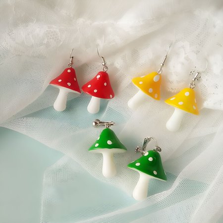 DESIGNICE 2026 New Cute Mushroom Pendant Hook Earrings Resin Colorful Dangle Earrings for Women Christmas Gifts Resin Simulation Mushroom Long Pendant Earring for Anniversary