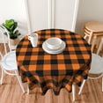 thumbnail image 2 of Round Thanksgiving Tablecloth 60 Inch Orange Black Buffalo Plaid Table Cover Waterproof Circle Table Cloth for Holiday Party Outdoor Kitchen Dining Table Decoration, 2 of 6