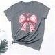 thumbnail image 4 of Xuyuer Valentine's Day Shirts for Women:Cute Love Heart Tshirts Graphic Tees Valentine Casual Short Sleeve Top bow tie fashion casual printed round-neck short-sleeved T-shirt top, 4 of 6