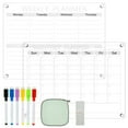 thumbnail image 1 of 2PCS Acrylic Magnetic Calendar Set Transparent Planning Blank Board Dry Erase Calendar with 6 Marker Pens Monthly/Weekly Planner, 1 of 7