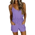 thumbnail image 4 of BUIGTTKLOP Short Jumpsuit for Women Spaghetti Strap Adjustable Waist Drawstring Cami Romper Summer Casual Overalls, 4 of 6