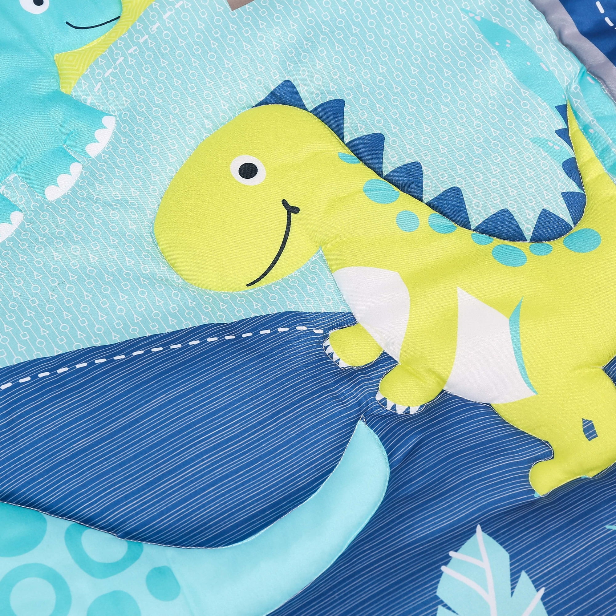 Sweet Baba 4 PC Dinosaur Crib Bedding Sets for Baby Boys, Yellow and Navy Blue