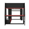 thumbnail image 4 of MODERNLUXE Wood Full Size Loft Bed with Desk and Shelves, Gaming Bed with LED Light and Clothing Hanging Racks, Black, 4 of 12