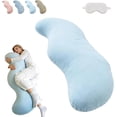 thumbnail image 1 of Pea Pod Body Pillow for Adults, Cooling Sleep Pod Adult for Side Sleeper, Soft Full Body Support Pillow with Removable Washable Cover, Long Bolster Hug Pillows for Back and Leg Relief (b), 1 of 8
