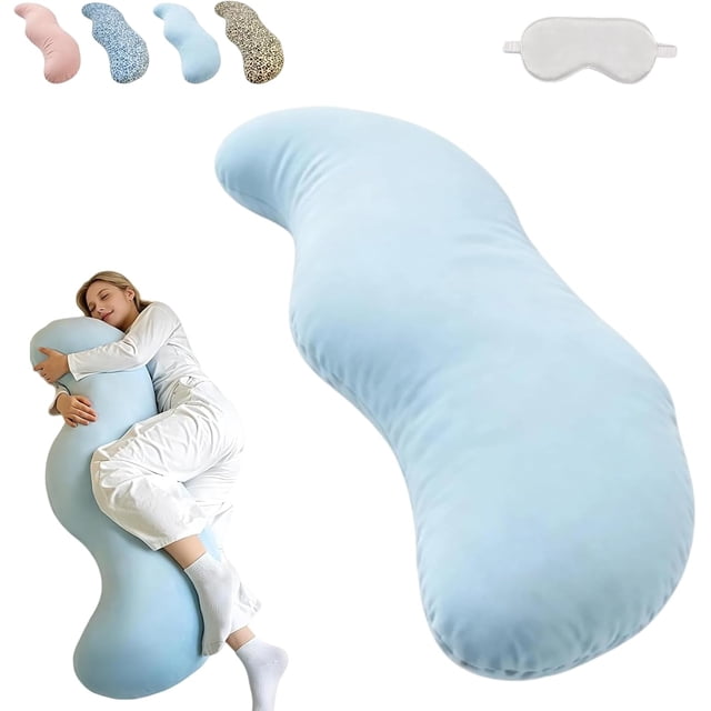 Pea Pod Body Pillow for Adults, Cooling Sleep Pod Adult for Side Sleeper, Soft Full Body Support Pillow with Removable Washable Cover, Long Bolster Hug Pillows for Back and Leg Relief (b)