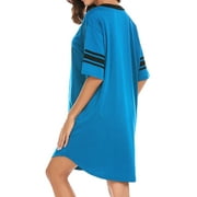 Women＇s Sleepwear V-neck Pajama Loose Short Sleeve Nightshirt