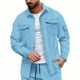 thumbnail image 2 of pstuiky camisa de manga larga para hombre, Chaqueta tipo cárdigan de manga larga con solapa y botones, color liso, para hombre, con múltiples bolsillos Tops de hombre s, 2 of 3