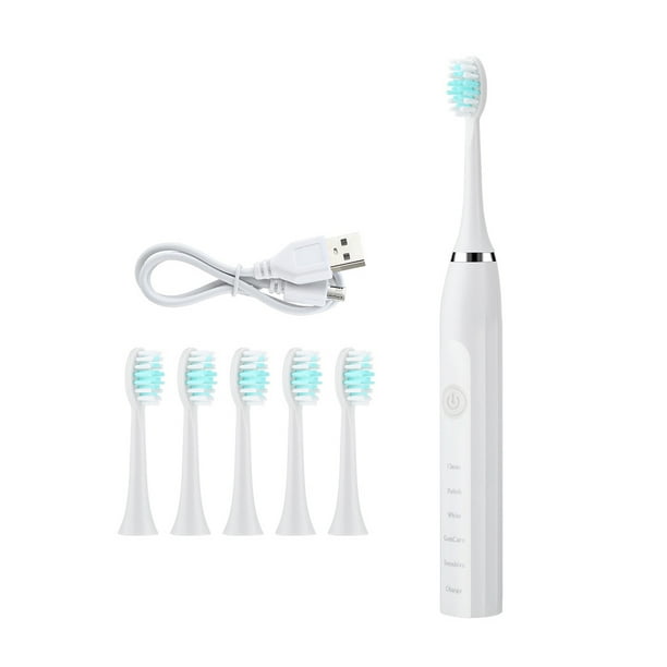Electric Toothbrush 6-mode Rechargeable Toothbrush White Sonic Rechargeable Toothbrush  Electric Toothbrush with 6 Replacement Brush Heads for Men Women Adults -  Walmart.com