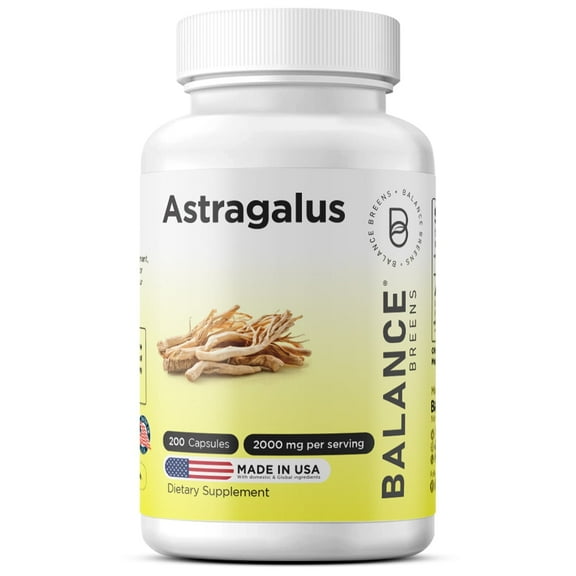 Balancebreens Astragalus Root 2000 mg - 200 Capsules - Health Supplement Supports Cardiovascular Health and Healthy Immune Functions