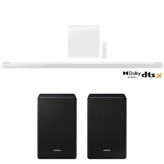 Samsung HW-S801B 3.1.2ch Soundbar w/ Wireless Dolby Atmos / DTS:X, White Bundle with Samsung SWA-9500S Wireless Rear Speaker Kit