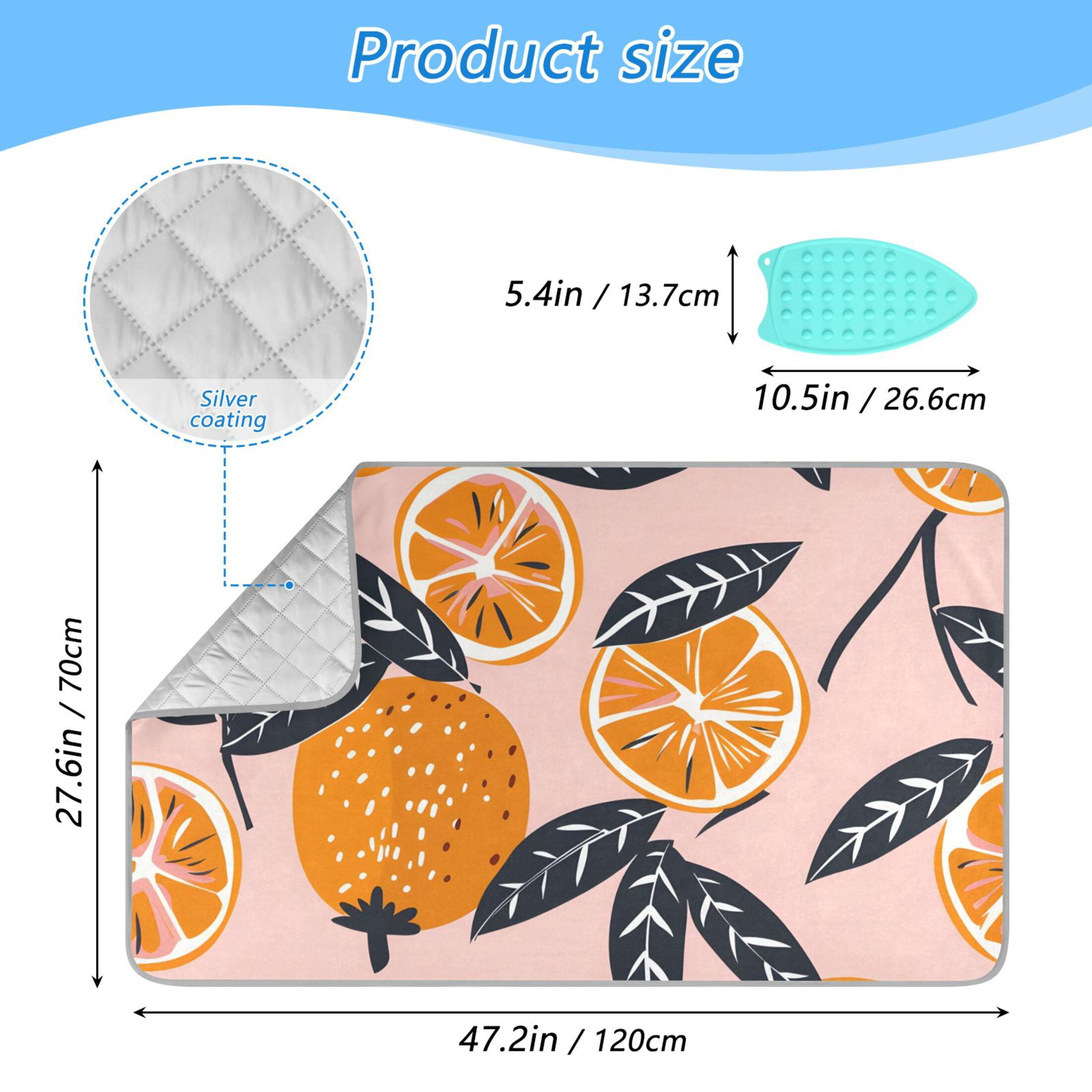 Oranges Leaves Ironing Mat Blanket Portable Travel Ironing Pad Heat Resistant Pad 47.2" x 27.6”