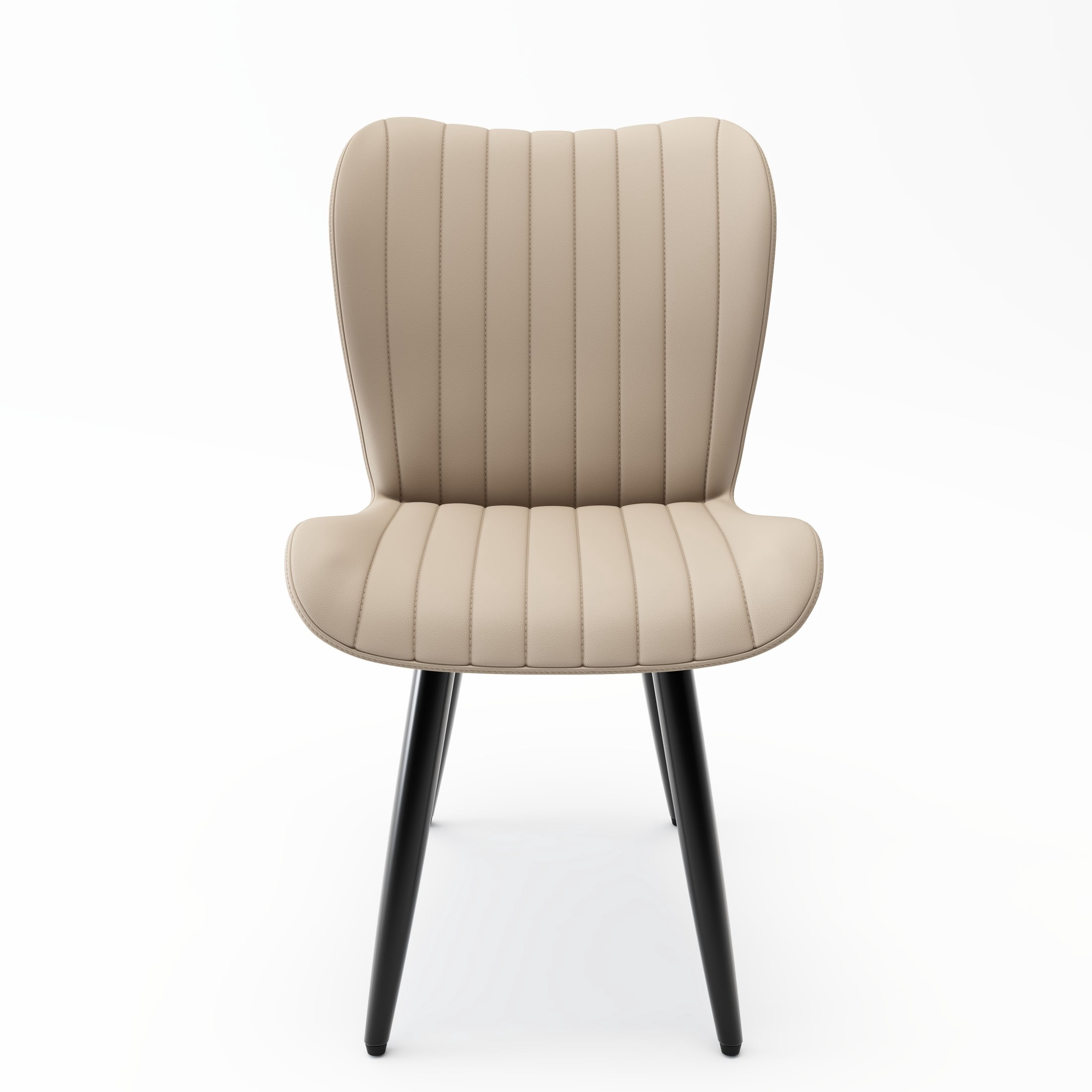 Noble House Modern PU Leather Dining Chairs with Metal Legs, Armless Padded Side Chairs, Kitchen, Cream, Set of 2