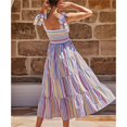 thumbnail image 4 of Vestido largo de verano, vestido informal de verano, vestido con tirantes y cuello ancho, vestido estampado, funcionalidad de alta precisión, 4 of 6