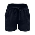thumbnail image 6 of BLVB Womens Shorts Summer Drawstring Straight Leg Lounge Elastic Waist Casual Beach Resort Wear Shorts with Pockets, 6 of 7