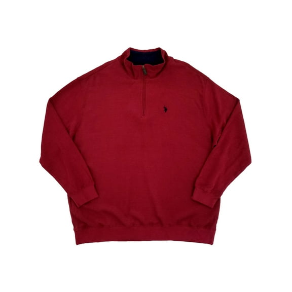 Mens Big & Tall Burgundy Knit Quarter Zip Pullover Sweatshirt Jacket 2XLB