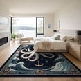 thumbnail image 3 of ODIKA 9'x12' Washable Area Rug Non-Slip, Chair-Friendly Navy Animals Octopus Motif Vintage Nautical Compass Tentacle for Dining Room, Basement, Large Office, 3 of 7