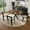 Walnut, variant on Modern Dining Table for Farmhouse Kitchen, Retractable Wooden Round Dining Table for 4-6 Persons, 43-59 Inch Expandable Oval Table Top with Removable Blades & X Shaped Iron Base, Walnut