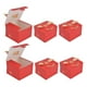 thumbnail image 2 of Caja cuadrada para dulces de boda, 50 Uds., con cinta dorada, innovadora caja de cartón para fiestas, aniversarios, plumas de oro rojo, 2 of 14