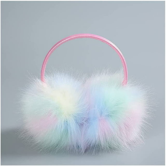 Ladies Ear Muffs Winter Soft Plush Earmuff Iridescent Gradient Multicolor Ear Warmers Winter Ear Muffs Fleece Ear Warmers Earmuffs for Girls (Color : 4, Size : One Size)