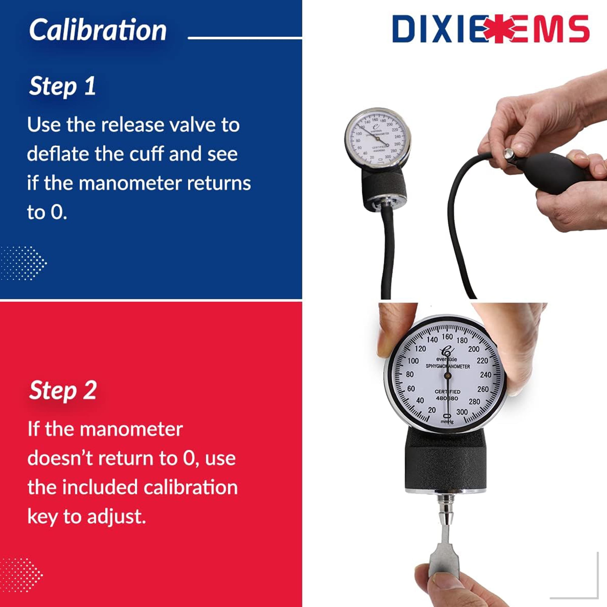 Dixie EMS Manual Blood Pressure Cuff Sphygmomanometer & Medical Stethoscope Kit - Blue