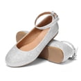 thumbnail image 2 of Bocca Girl's Silver Glitter Ballet Flat Ankle Strap Ballerina Flat Shoes Size 2, 2 of 7