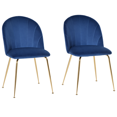 thumbnail image 1 of HomCom Dining Chair Velvet-Touch Fabric Accent Chairs, Gold (Set of 2), 1 of 10