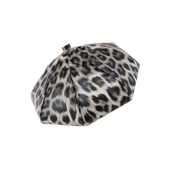 ChicHeadwear Leopard Cheetah Animal Print French Beret - Black/Leopard