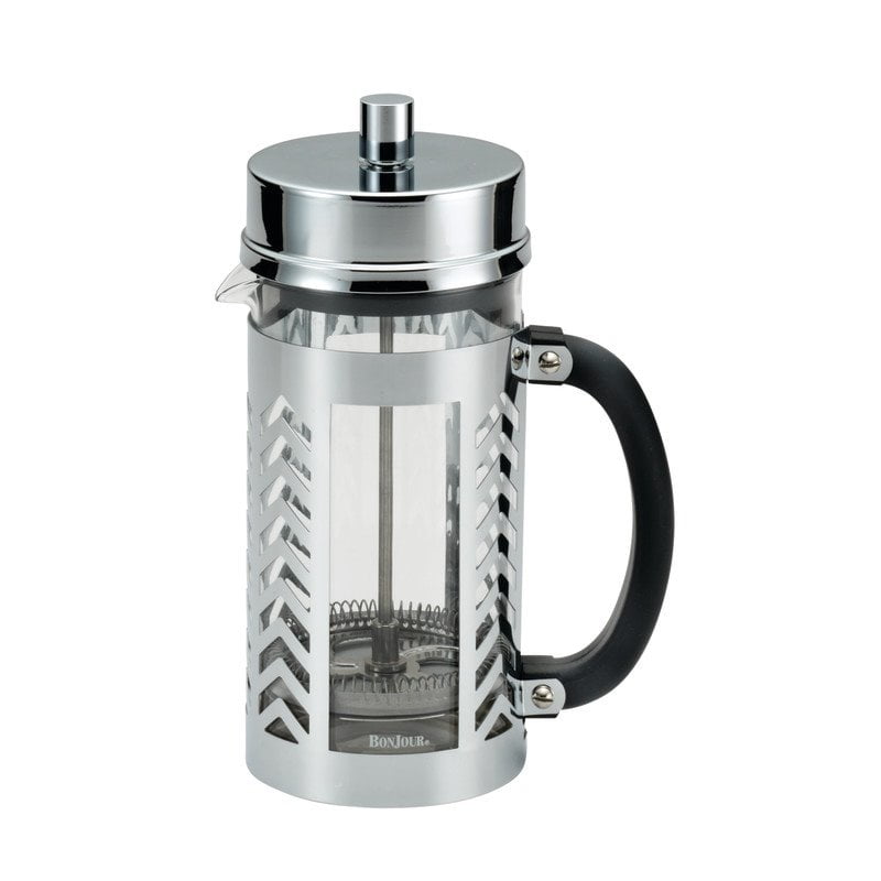 BonJour Coffee Glass and Stainless Steel French Press, 33.8Ounce
