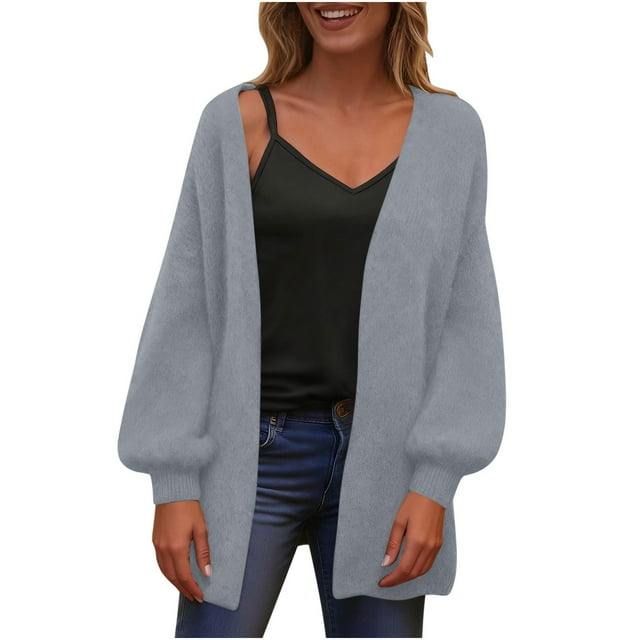 Cardigans Tendance pour Femmes à devant Ouvert, Chandail Ample en Tricot Doux, Manches Longues, Manteau d'Automne/hiver
