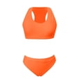 thumbnail image 4 of Women High Waisted Bikini Set Scoop Neck Bikini Crop Top Swimsuit 2 Piece Crisscross Back Sporty Bathing Suit Saffron XL, 4 of 5