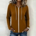 thumbnail image 3 of Ozmmyan Womens Lightweight Zip Up Hoodie Long Sleeve Drawstring Hooded Jacket Casual Solid Color Thin Coat, 3 of 6