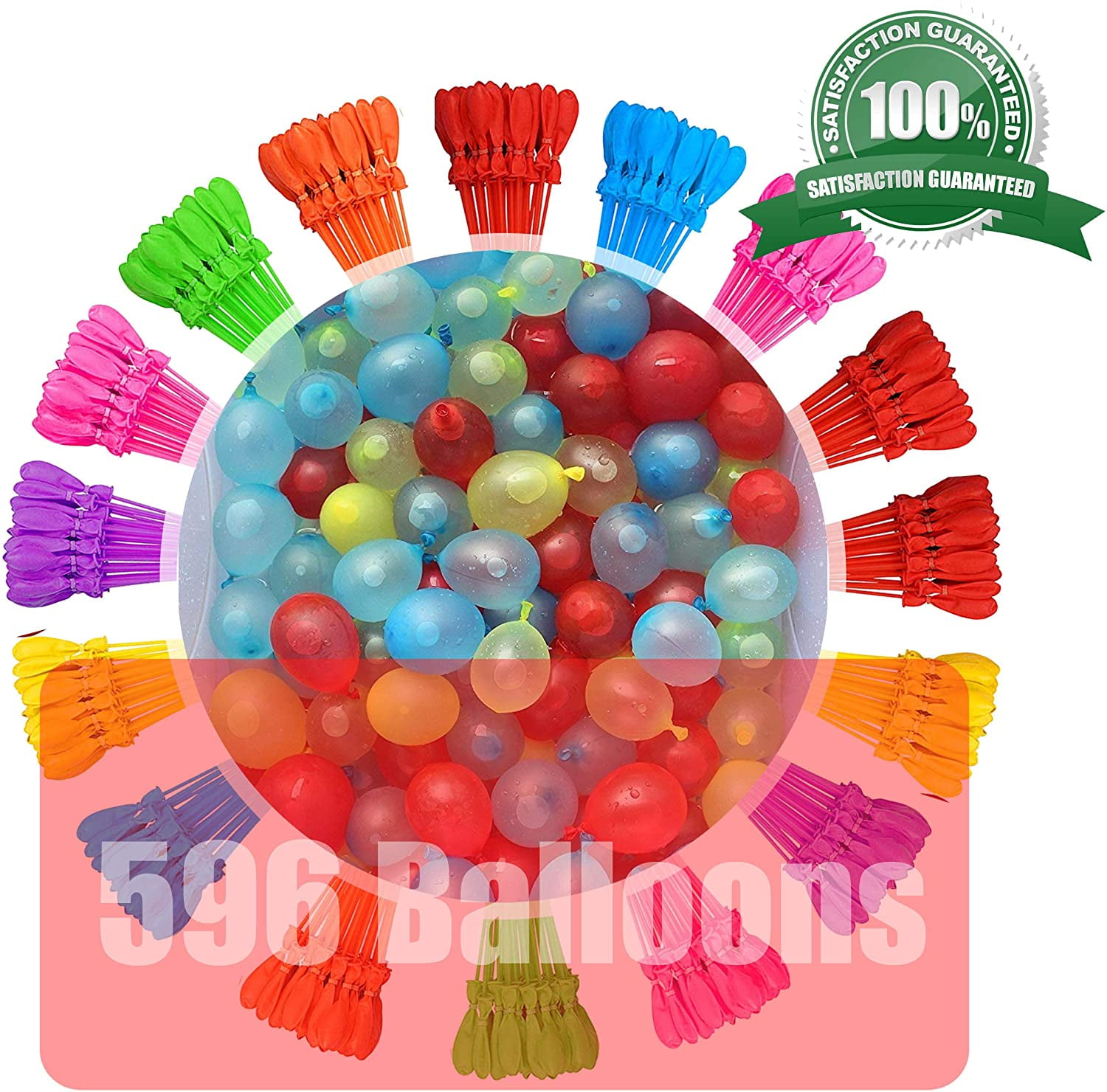 Tiny Balier Water Balloons 596 Balloons 16 Packs SELF Sealing Balloons Fill in 60 Seconds Easy Quick Summer Splash Fun Outdoor Backyard Kids and Adults Party Water Bomb Fight Games TT1534 