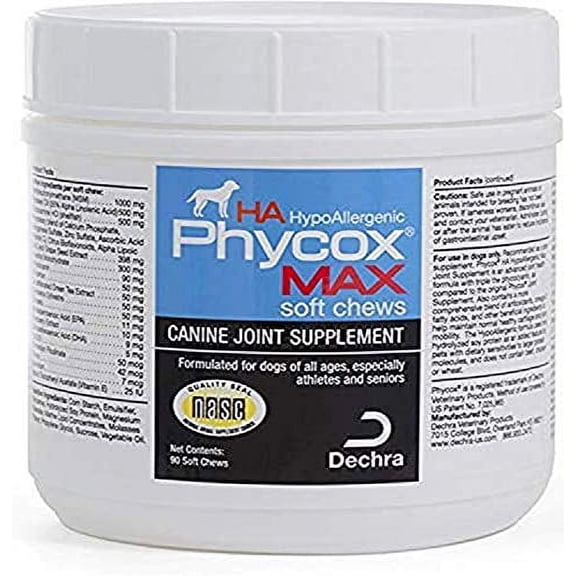 Dechra Phycox MAX Hypoallergenic (HA) Soft Chews, Joint Supplement for Dogs (90ct)