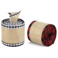thumbnail image 1 of CNKOO Christmas Classic Linen Plaid Wrap Bow Ribbon  Non Fading Durable Odorless  for Christmas Tree Topper Bow Front Door Wreath Decorations  Gift Wrapping DIY Crafts, 1 of 6