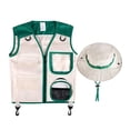 thumbnail image 3 of Kits de explorador para niños, chaleco y sombrero para cosplay para fiesta de Halloween, juguetes educativos para juegos de rol, equipo de campamento, verde, 3 of 8