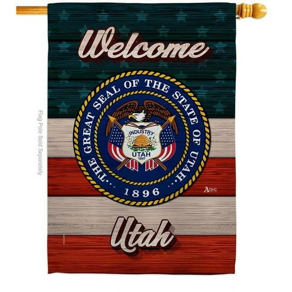 Americana Home & Garden H141301-BO 28 x 40 in. Welcome Utah Double-Sided Vertical Decoration Banner House & Garden Flag - Yard Gift