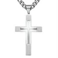 thumbnail image 2 of EOEMY Men Cross Pendant Necklace Stainless Steel Crucifix Curb Chain Gold Black Silver-Silver-36Inch Or 91Cm, 2 of 5