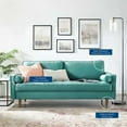 thumbnail image 3 of Modway Valour Performance Velvet Sofa in Teal, 3 of 10