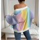 thumbnail image 4 of Suéter de cuello en V para mujer, chaqueta informal de manga larga con capucha de colores, suéter para mujer, 4 of 5