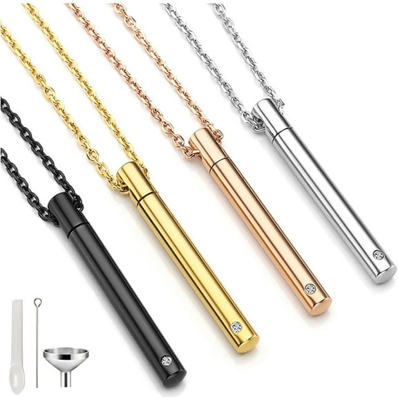 Ludlz Stainless Steel Memorial Keepsake Pendant Cremation Ash Urn Necklace with mini Funnel Pin Spoonfor Mens Womens