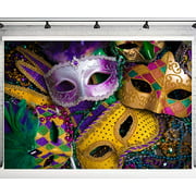 PHMOJEN 10x7ft Colorful Masks Backdrop for Mardi Gras Masquerade Party Photography Background Vinyl Photo Shooting