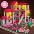 thumbnail image 2 of Freecat 38.5" Dollhouse for Girl, 9 Room, 2 Dolls, Elevator, Car& Furniture Accessories, Toy for Girl 3 4 5 6 7 8+ Year Old Kids, Girls Christmas Toy Gifts.(Pink), 2 of 8