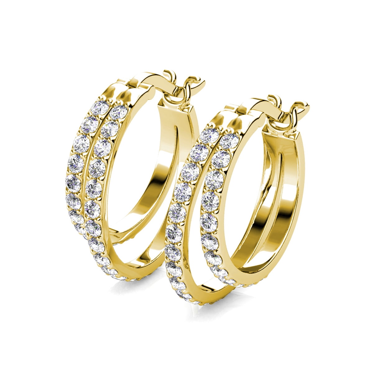 Cate & Chloe Corina 18k Yellow Gold Plated 20mm Hoop Earrings with Swarovski Crystals Gift for Women